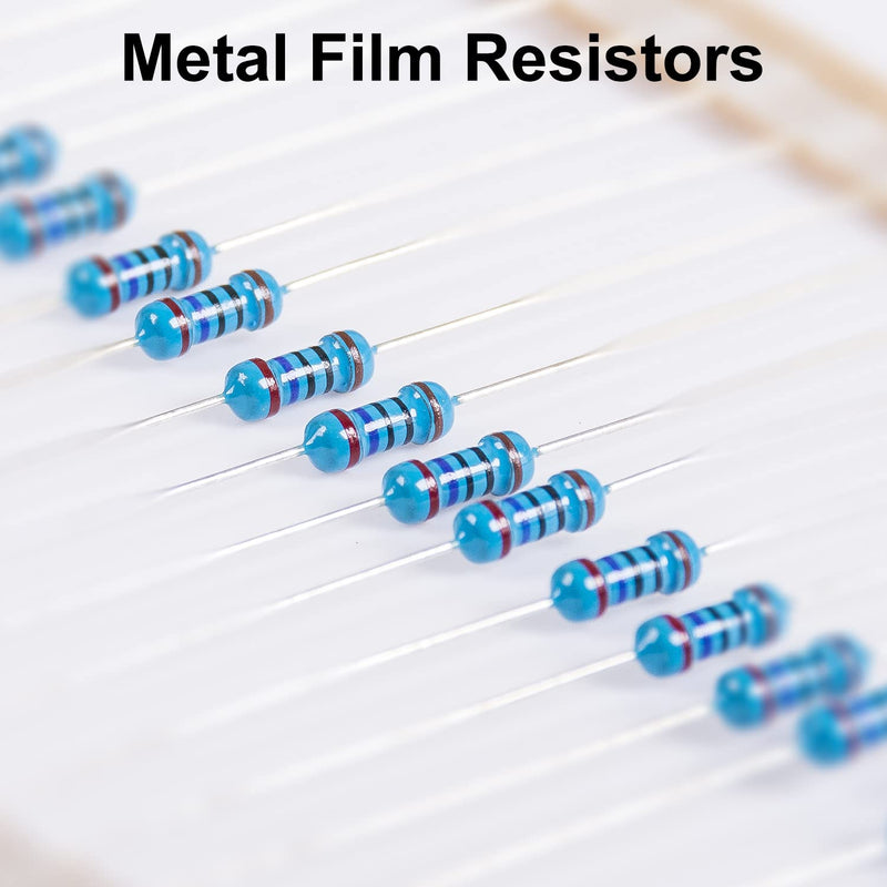  [AUSTRALIA] - Miuzei 1475 piece resistor assortment contains 52 resistor values kit 1/4W ± 1% high precision metal film 0 ohm to 5.6M ohm resistors set 50 pieces IN4148 switching diodes electronics DIY project