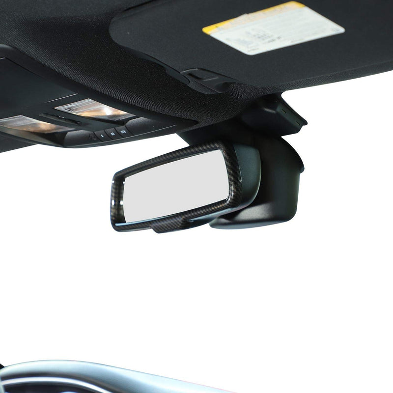  [AUSTRALIA] - Voodonala for Challenger Inner Rear View Mirror Frame Decorative Trim for Dodge Challenger 2015 up (Carbon Fiber Grain)