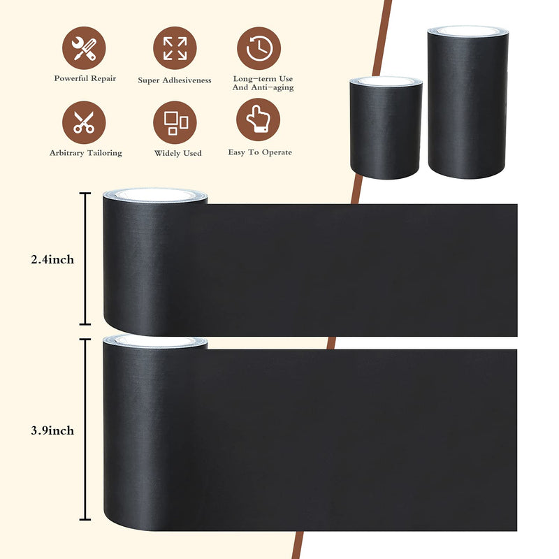  [AUSTRALIA] - Leather Repair Tape Patch Leather Adhesive for Sofas, Car Seats, Handbags, Jackets,First Aid Patch 2.4"X15' (Black) 2.4''x15' Black