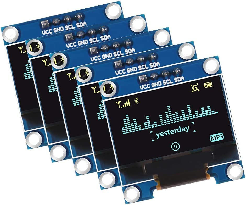  [AUSTRALIA] - Dealikee Pack of 5 0.96" OLED Display Modules, 128 x 64 Driver IIC I2C Serial Self-Luminous Display Board 12864 4 Pin Self-Luminous Display Board. Blue Blue VCC