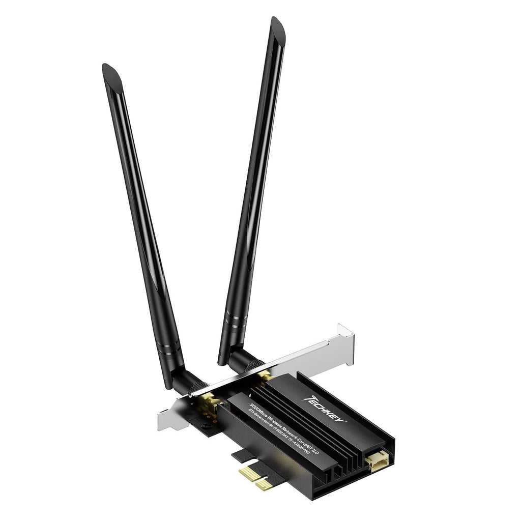  [AUSTRALIA] - Techkey WiFi 6 Card PCIe 3000Mbps for PC, Wireless Adapter with Bluetooth 5.0 Dongle 802.11AX WiFi Adapter Express Network Dual Band 5dBi High Rotating Antenna (ONLY Support Desktop for Win10 64bit)