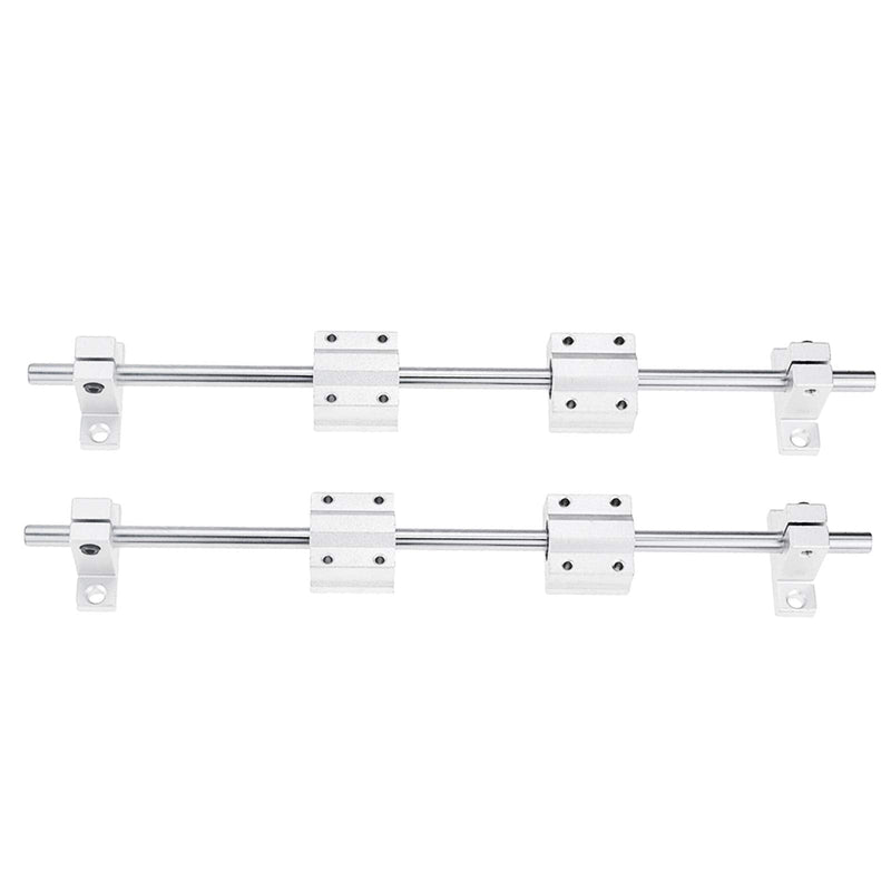  [AUSTRALIA] - 2PCS 8mmX 400mm Linear Motion Rod Shaft Guide with 4 PCS Ball Bearing & 4 PCS Aluminum Rail Support Guide Set for DIY Craft Tool Diameter 8mm