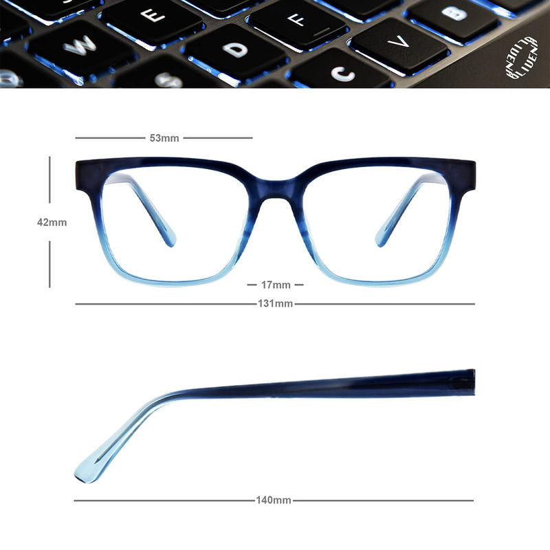 Computer Screen Protective Glasses for Teens Square Oversized Nerd Blue Black Anti Blue Light Glasses,Eyeglasses Frame, (Non Prescription) OLIVENA - LeoForward Australia