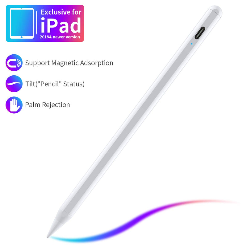  [AUSTRALIA] - Stylus Pen for ipad,with Palm Rejection,Tilt,Magnetic Function, Active Pencil Compatible with (2018-2021) Apple iPad Pro (11/12.9 Inch) iPad 6th/7th/8th/9th Gen,iPad Mini 5th Gen,iPad Air 3rd/4rd Gen white