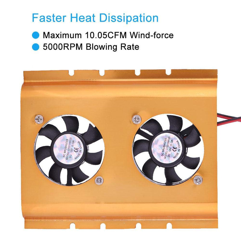  [AUSTRALIA] - ASHATA HDD Dual Fan Cooling Cooler, 3.5" Hard Disk Drive Fan Cooling Cooler Gold Tone, Hard Disk Cooler for HDD with Fast Heat Dissipation, 2 Fans Design(Gold)