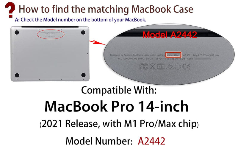  [AUSTRALIA] - UESWILL Compatible with 2021 MacBook Pro 14 inch Case Cover Model A2442, Matte Hard Shell Case for MacBook Pro 14 inch with M1 Pro / M1 Max chip & Touch ID + Microfiber Cloth, Black 2021 MacBook Pro 14-inch (M1 Pro/Max)
