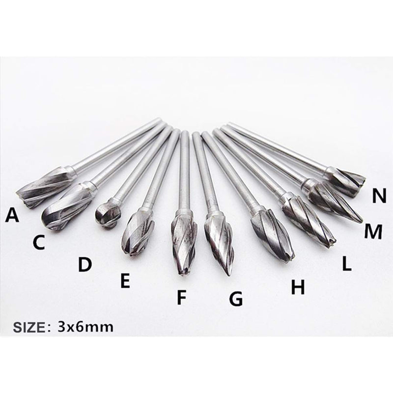 DLtools 10pcs Aluma Cut Tungsten Carbide Rotary Burr Set, Metal Carving Drilling Polishing Cutter Bits with 1/8"(3mm) Shank and 1/4"(6mm) Head Dia for Die Grinder Drill Aluminum and Wood Aluma Cut Burr Set - LeoForward Australia