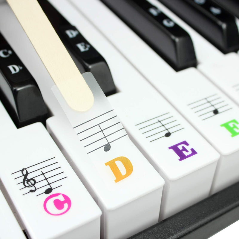 Piano Keyboard Stickers for 88/61/54/49/37 Key. Colorful Large Bold Letter Piano Stickers. Perfect for kids Learning Piano. Multi-Color,Transparent,Removable 88 Keys Large Letter Multi-Colored - LeoForward Australia