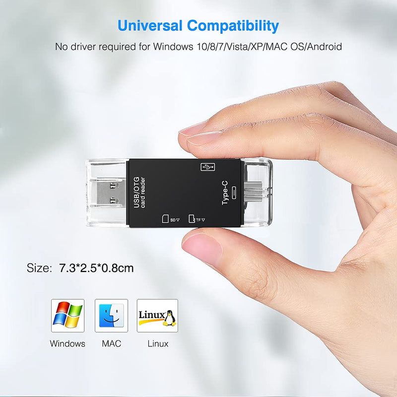  [AUSTRALIA] - USB C Micro SD Card Reader, Leizhan 6-in-1 USB C to Micro USB and USB A Memory Reader, OTG Card Reader Adapter for Camera SD/Micro SD/SDHC/SDXC/MMC, Compatible with MacBook/Windows/Samsung Android 3-Port Card Reader