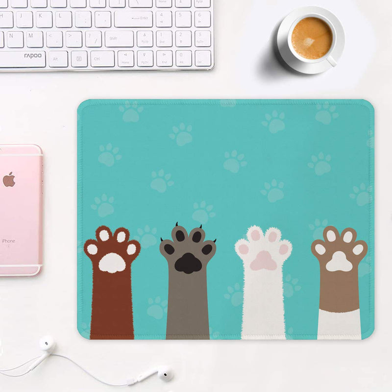  [AUSTRALIA] - Auhoahsil Mouse Pad, Cute Cat Paws Design Anti-Slip Rubber Mousepad with Durable Stitched Edges for Gaming Office Laptop Computer PC Men Women Kids, Customized Picture Mouse Mat Square 11.8" x 9.85"