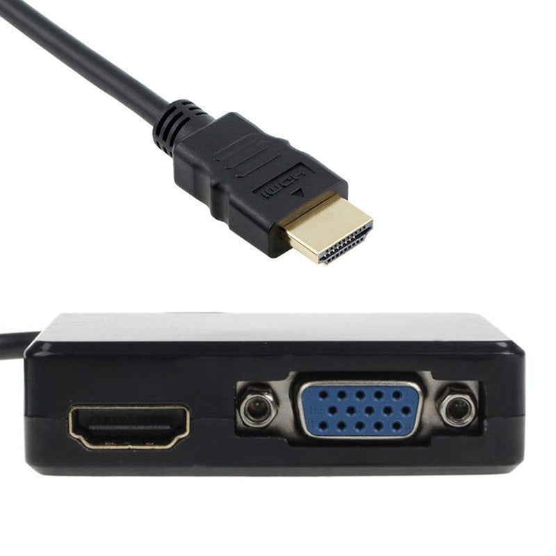  [AUSTRALIA] - Cablecc HDMI to VGA & HDMI Female Splitter with Audio Video Cable Converter Adapter For HDTV PC Monitor