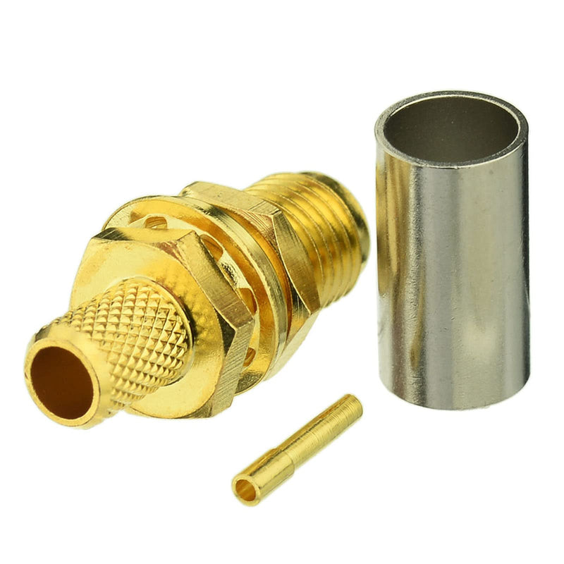  [AUSTRALIA] - Eightwood 10pcs SMA Female Bulkhead Crimp Connector for RG58 RG142 LMR195 Cable RG58 SMA Female