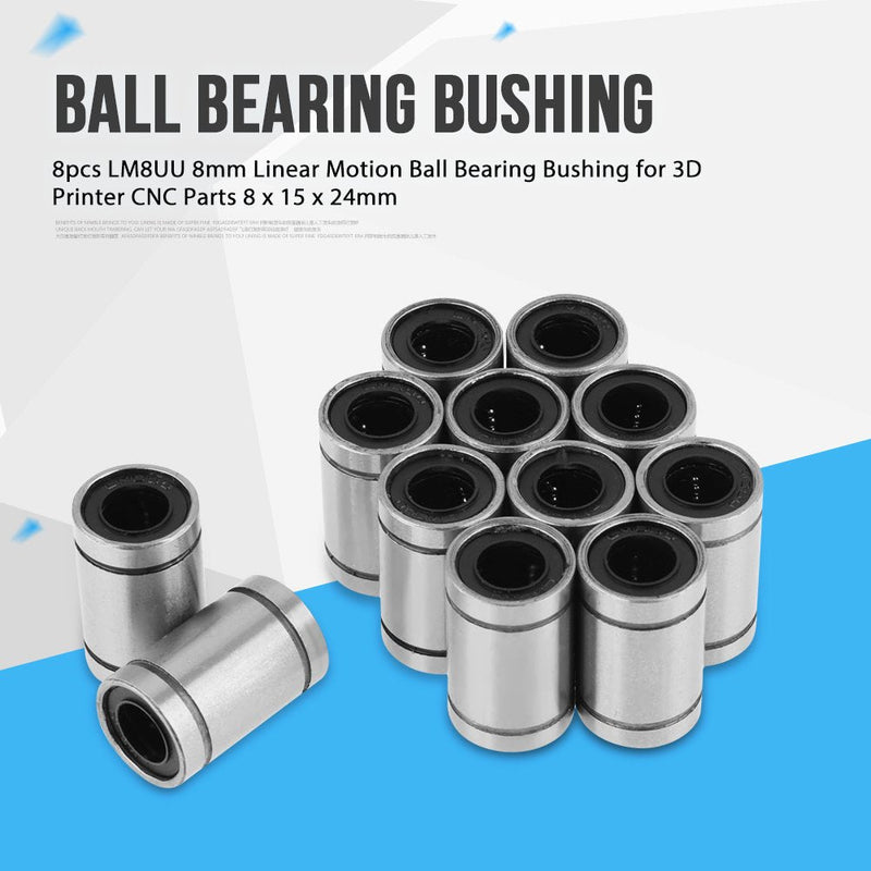  [AUSTRALIA] - 12Pcs LM8UU 8mm Linear Bearings 8 x 15 x 24mm CNC Linear Motion Ball Bearing Bushing Double Side Rubber Sealed for 3 Dimensional Printer CNC Parts