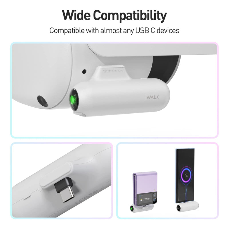  [AUSTRALIA] - iWALK Linkpod Play Battery Pack Specially Designed for Oculus Quest 2, 4500mAh Extended Power Accessories for VR Headset,Lightweight Head Strap Power Bank Compatible with Meta Quest 2 and Quest,White