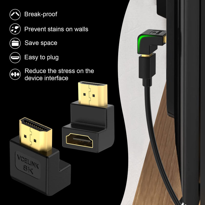  [AUSTRALIA] - VCELINK 2-Pack 4K HDMI Coupler Female to Female Bundle with 2-Pack 8K HDMI 90 Degree and 270 Degree Adapter