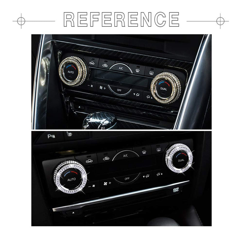  [AUSTRALIA] - 1797 Compatible AC Knobs Caps Decals Stickers for Mazda Accessories Parts Air Conditioner Control 3 6 CX5 CX9 Covers Interior Inside Decorations Trim Women Men Crystal Silver Pack of 2