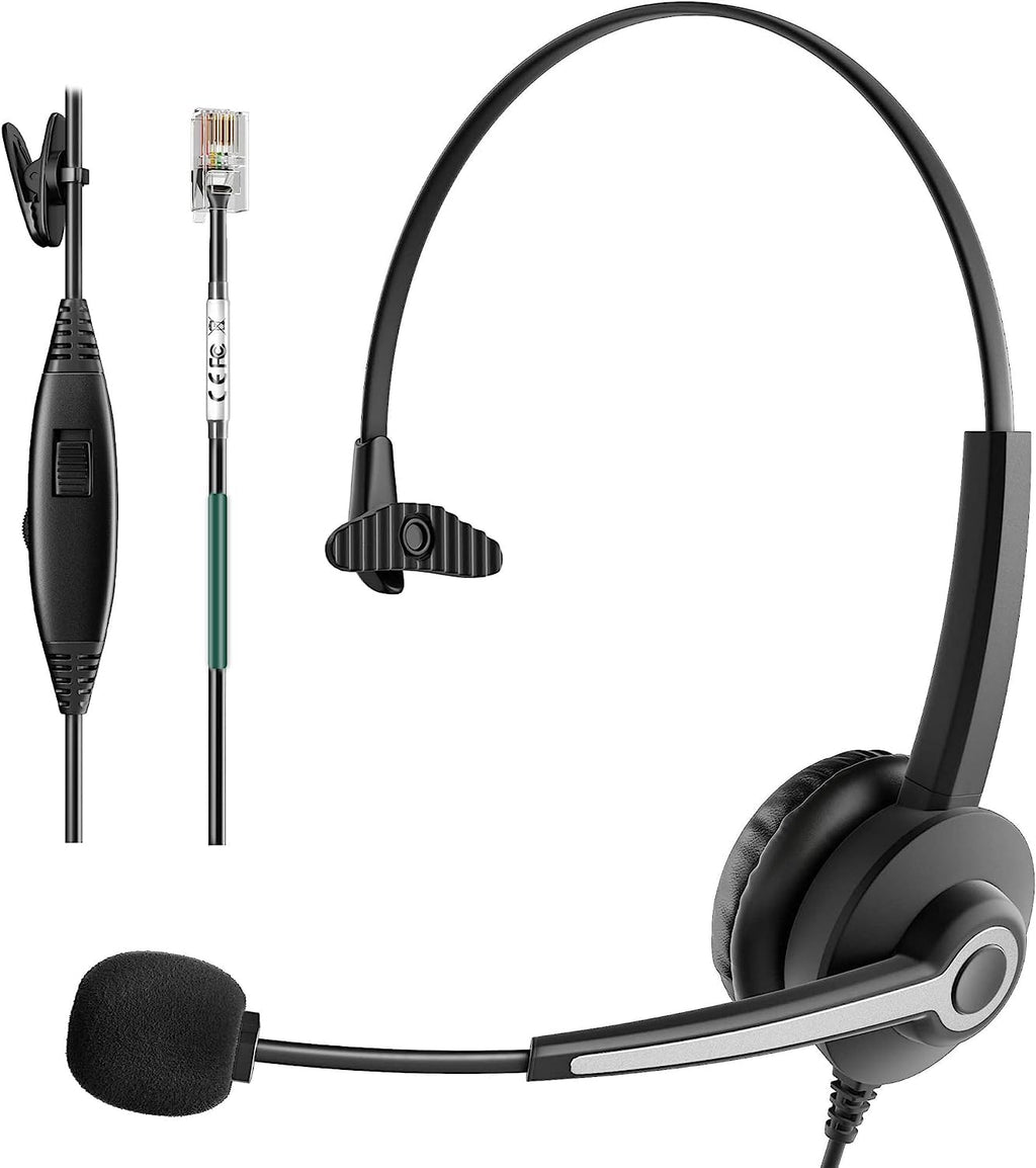  [AUSTRALIA] - Wantek Phone Headset,Office Headset,RJ9 Headset for Call Center,Compatible with ShoreTel Plantronics Polycom Zultys Toshiba Avaya Digium Nortel Office Phones,Mono 68-RJ-Mono