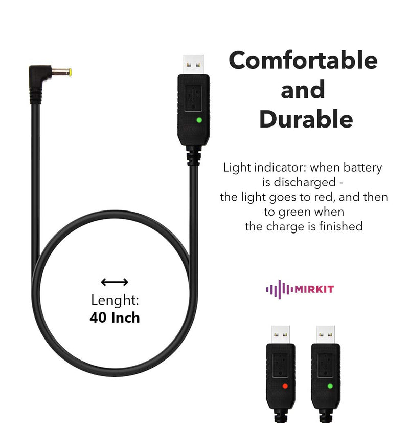 Mirkit 2.5mm USB Charger Cable with Light Indicator for Baofeng Battery UV-5R and UV-82 3800mAh BL-5L and BL-8 High Capacity Batteries for Two Way Radios - LeoForward Australia