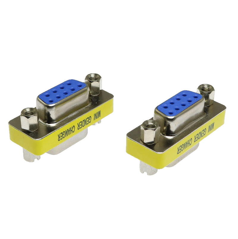  [AUSTRALIA] - RLECS 2pcs DB9 9Pin RS232 Serial Cable Female to Female Mini Gender Changer Adapter Coupler Connector