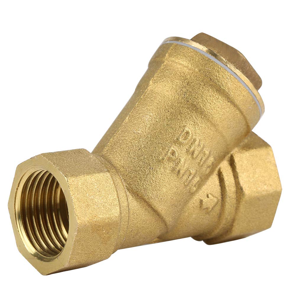  [AUSTRALIA] - Filter Valve Connector, 1/2" BSPP Female Thread Y Shaped Brass Strainer Filter Valve Connector Forged Brass Y-Strainer for Water Oil Separation