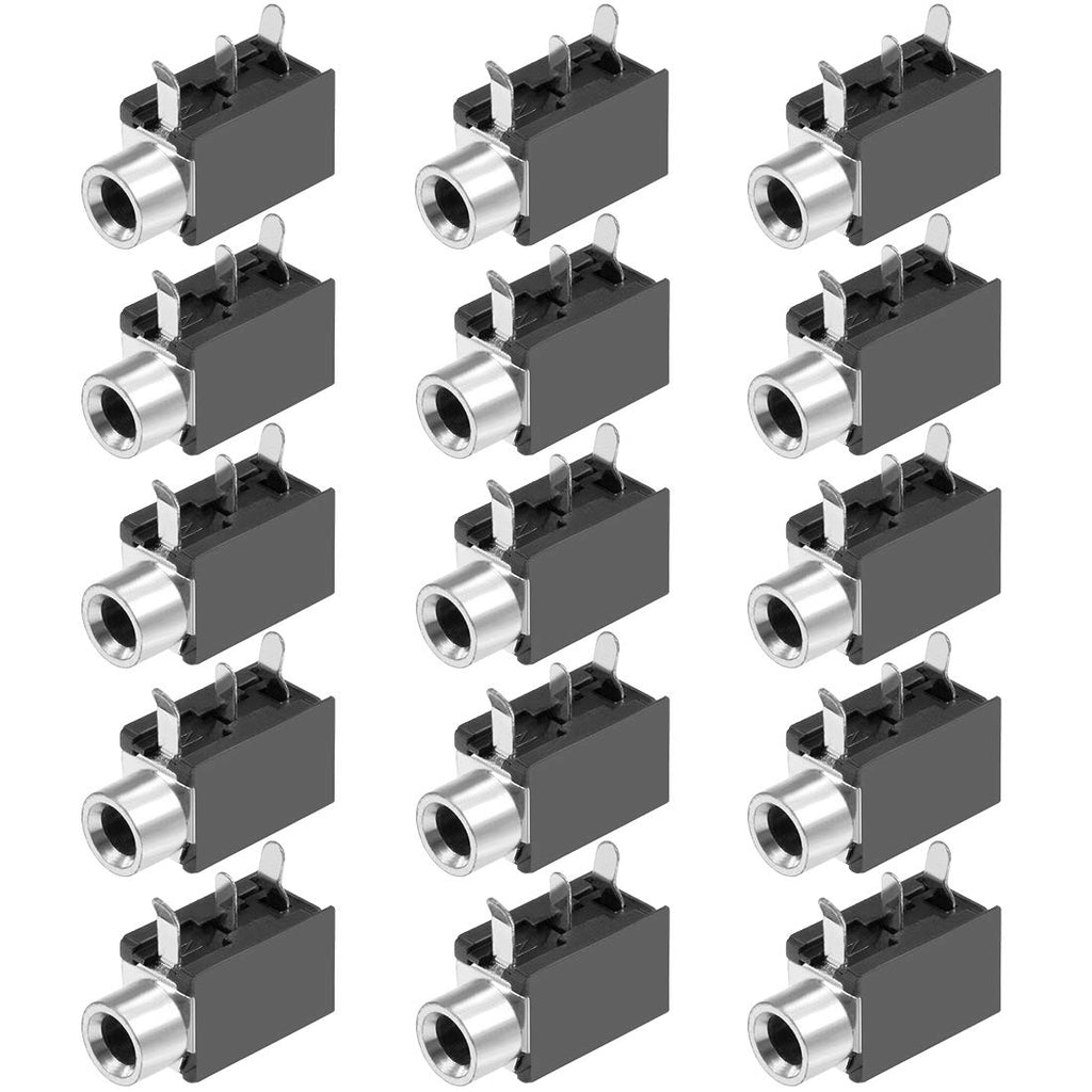  [AUSTRALIA] - uxcell PCB Mount 3.5mm 3 Pin Socket Headphone Jack Video Connector PJ316 Black 15Pcs