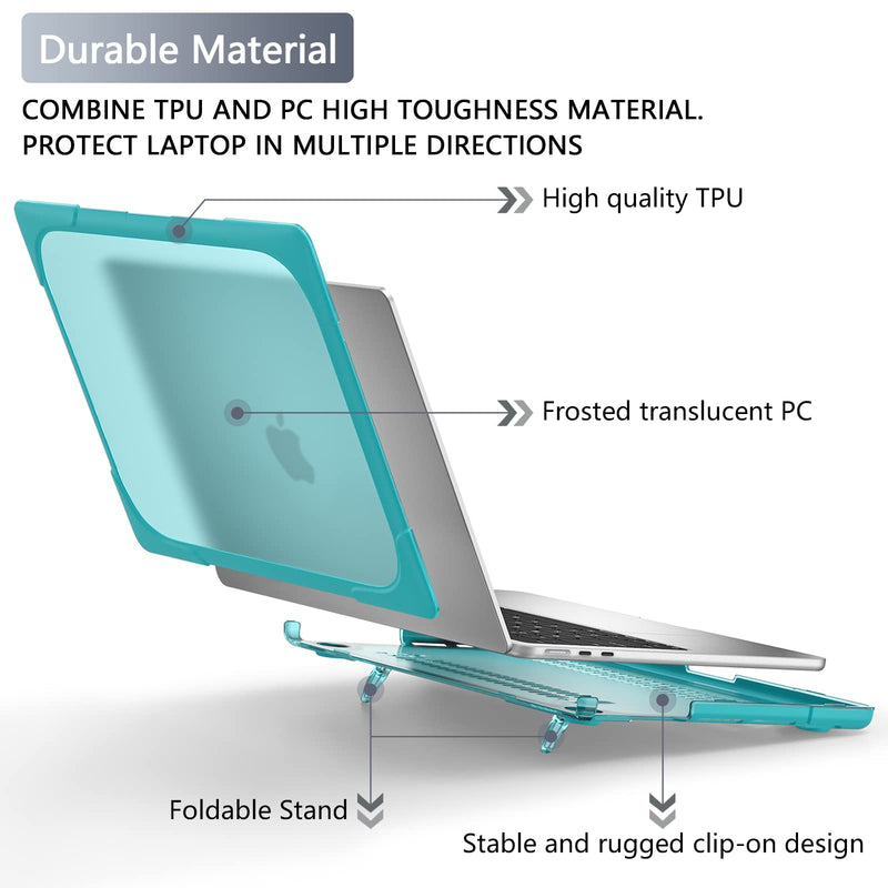  [AUSTRALIA] - Batianda for 2023 MacBook Air 15 inch Case with M2 Chip Model A2941,Heavy Duty Shockproof Protective Hard Shell with Fold Kickstand & Keyboard Cover Screen Protector for Enhanced Durability, Blue