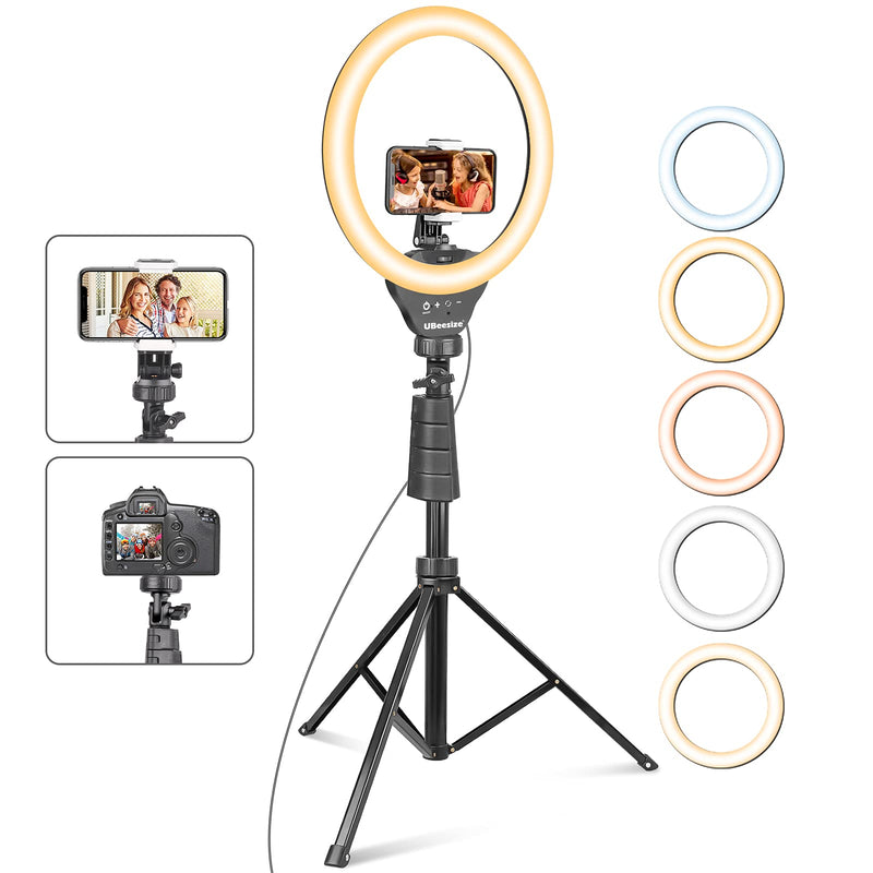  [AUSTRALIA] - UBeesize Phone Tripod, Portable and Adjustable Camera Stand Holder & 12’’ Ring Light with Tripod, Selfie Ring Light with 67’’ Tripod Stand, Compatible with Phones, Cameras and Webcams Holder + Stand