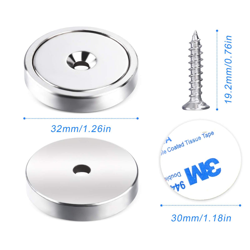LOVIMAG Neodymium Cup Magnets,110LBS Holding Force Strong Rare Earth Magnets with Heavy Duty Countersunk Hole and Double Sided Adhensive&Stainless Screws for Refrigerator Magnets,Office etc,Pack of 6 - LeoForward Australia