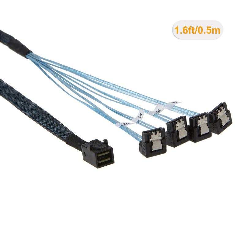CableCreation Internal HD Mini SAS (SFF-8643 Host) - 4X SATA (Target) Angle Cable, SFF-8643 for Controller, 4 Sata Connect to Hard Drive, 0.5M / 1.6FT - LeoForward Australia