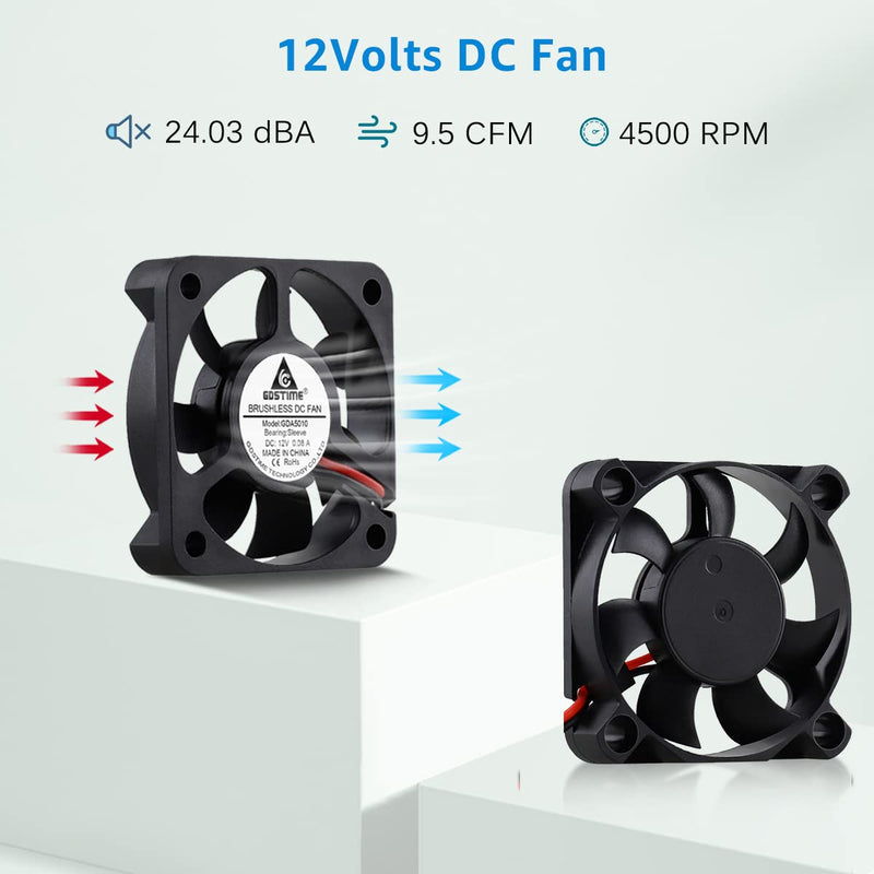  [AUSTRALIA] - GDSTIME 50mm Fan, 50mm x 50mm x 10mm 12V DC Brushless Cooling Fan