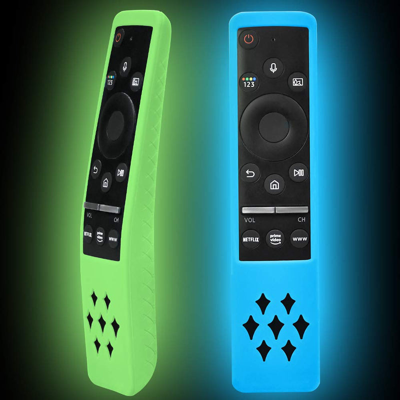  [AUSTRALIA] - 2 Pack Silicone Protective Case Compatible for Samsung New Smart TV Remote Controller BN59 Series, Shockproof Glowing Remote Cover Anti Slip Curved Samsung Remote Battery Back Skin Sleeve Protector