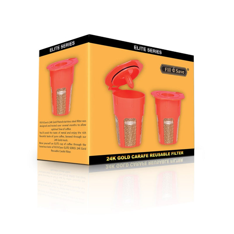 Fill N Save 2 Pack Reusable Carafe K-Cups. 24K Gold Reusable coffee filter for the Keurig 2.0, K200, K300, K400, K500 Series of Machines. Refillable K Carafe Pods - LeoForward Australia