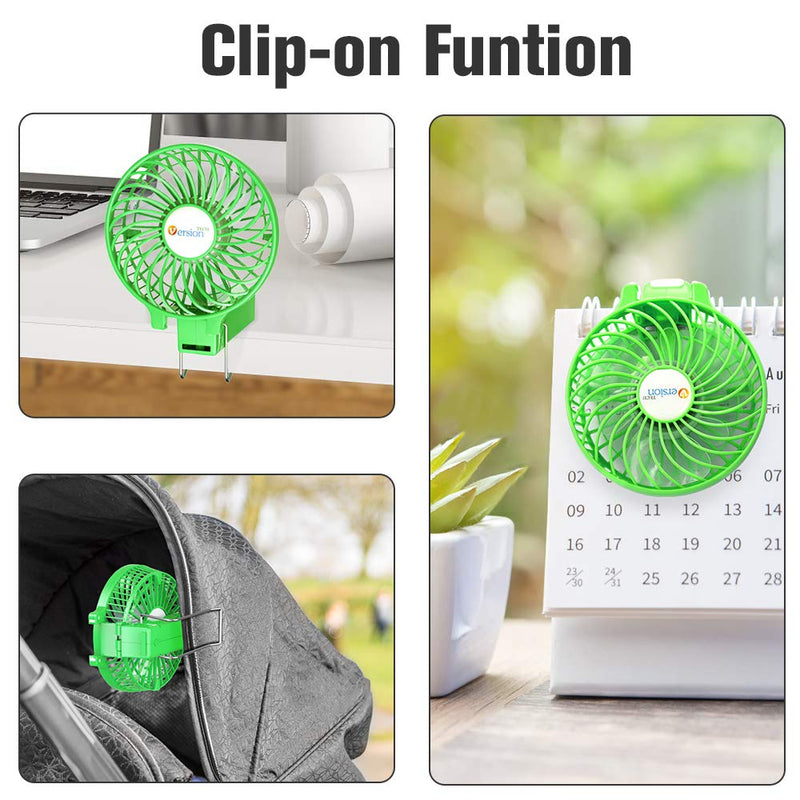  [AUSTRALIA] - VersionTECH. Mini Handheld Fan, USB Desk Fan, Small Personal Portable Table Fan with USB Rechargeable Battery Operated Cooling Folding Electric Fan for Travel Office Room Household Green