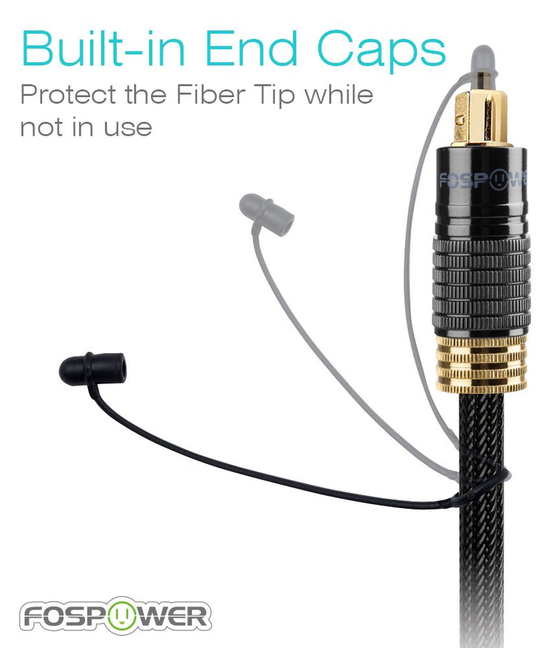 FosPower (3 Feet) 24K Gold Plated Toslink Digital Optical Audio Cable (S/PDIF) - [Zero RFI & EMI Interference] Metal Connectors & Ultra Durable Nylon Braided Jacket 03 FT / 91 CM - LeoForward Australia