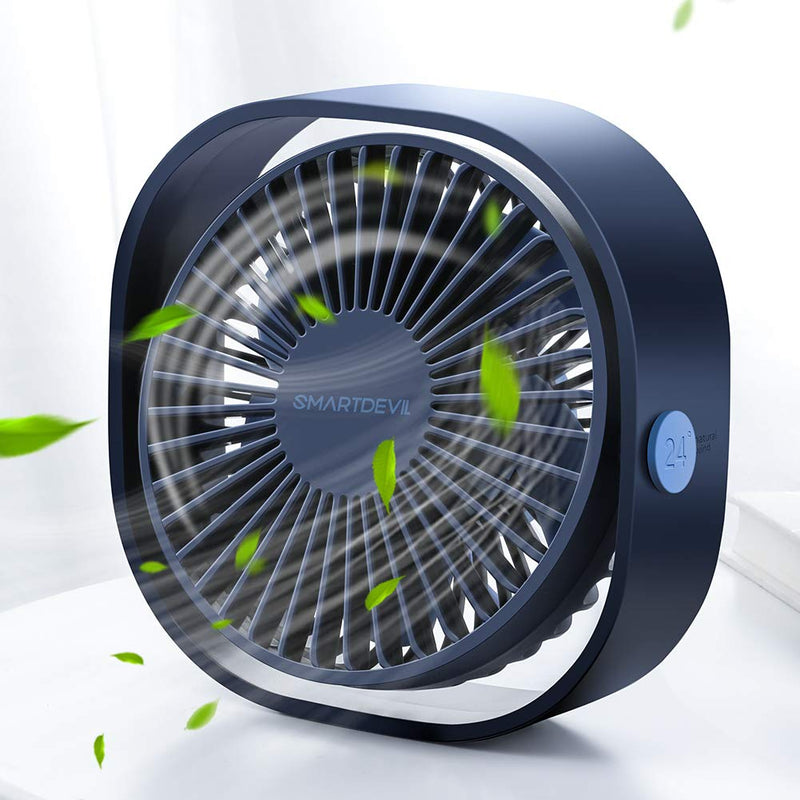  [AUSTRALIA] - SmartDevil Small Personal USB Desk Fan,3 Speeds Portable Desktop Table Cooling Fan Powered by USB,Strong Wind,Quiet Operation,for Home Office Car Outdoor Travel (Navy Blue) Navy Blue
