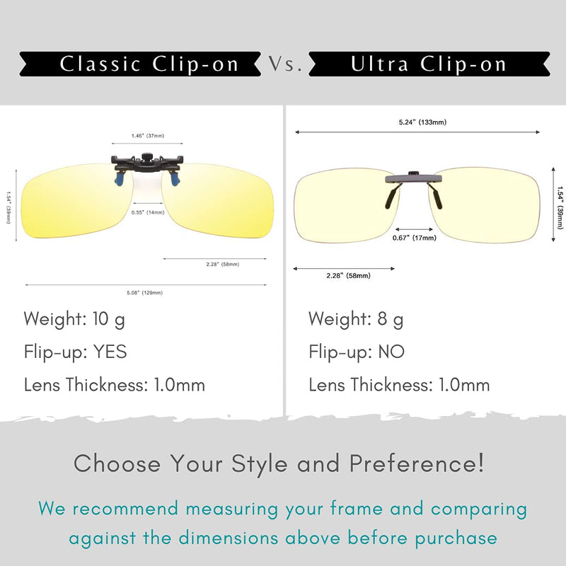  [AUSTRALIA] - GAMEKING Ultra Blue Light Blocking Clip-on Computer Glasses Video Gaming Glasses Rimless | Easy Fit on Rx Frames | Digital Eyestrain Fatigue Dry Eyes Relief Eye Protection Sleep Better Ultra Clip-on