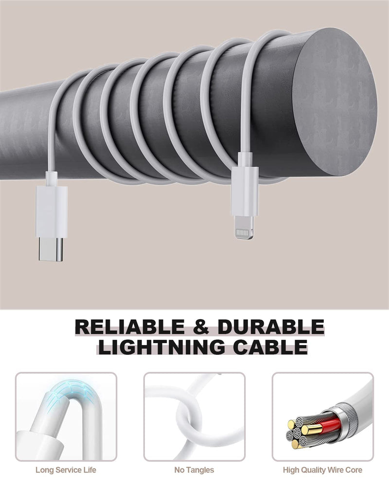  [AUSTRALIA] - iPhone Fast Charger, 40W Dual USB-C Quick Wall Charger[MFi Certified] 2pack 10FT Extra Long Lightning Cable+Double Port Foldable USBC Apple Charger Fast Charging for iPhone 14/13/12/11/XR/XS/SE/iPad