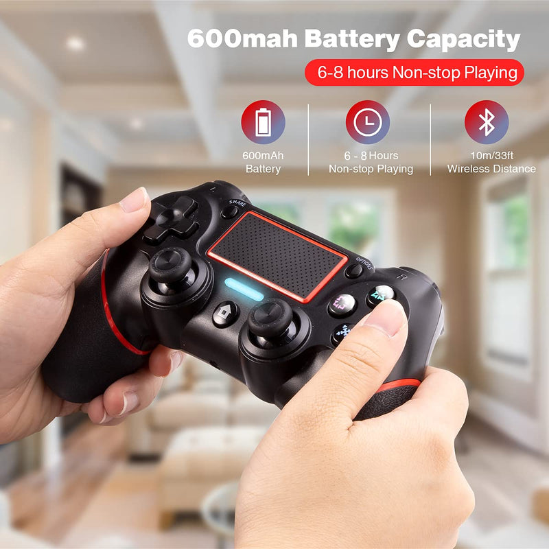  [AUSTRALIA] - Wireless Controller for PS4/Pro/Slim Consoles，Game Remote Controller with 6-Axis Motion Sensor/Audio Function/Charging Cable-Red