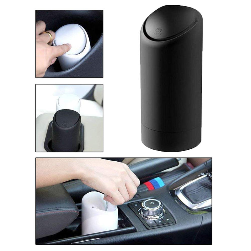 AmFor Mini Car Trash Can with Lid, Washable Silicone Material Fit in Side Door Cup Holder for Receipts，Gum Wrappers Storage (Black) Black - LeoForward Australia