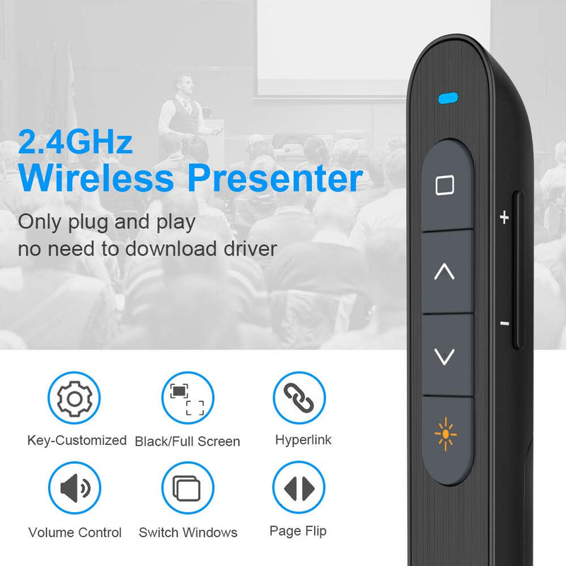  [AUSTRALIA] - NORWII N27 Wireless Presenter with Laser Pointer Presentation, 330 FT Long Contol Range Hyperlink Volume PPT PowerPoint Clicker for Presentation Remote Slide Advancer