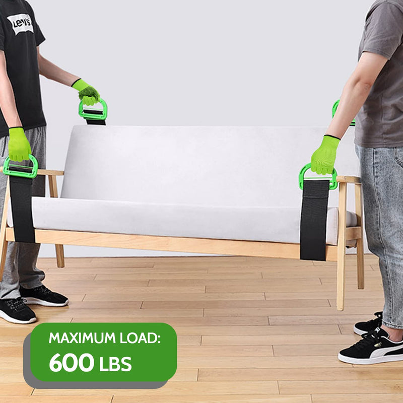  [AUSTRALIA] - Adjustable Lifting Moving Straps 2 Pack Lifting Straps for Moving Furniture, Boxes, Mattress, Heavy Objects, Widen Handle Lifting Belts with Non-Slip Gloves Supports Up to 600lbs