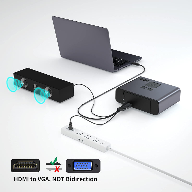  [AUSTRALIA] - MT-VIKI 15ft HDMI to VGA Cable Adatper with 3.5m Audio+ USB for Computer Projector TV Monitor 16ft