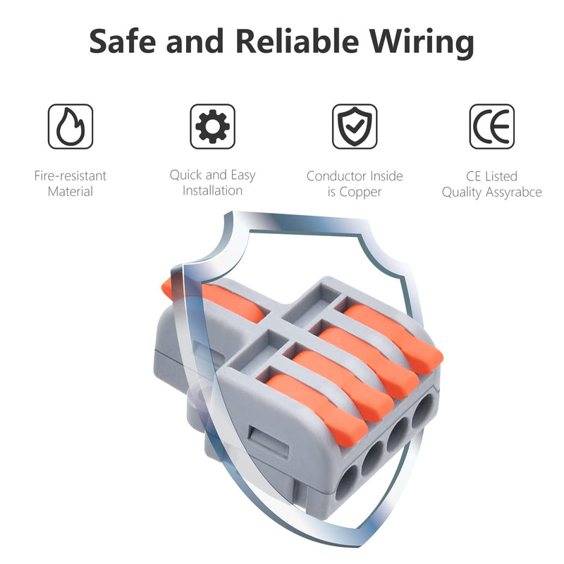  [AUSTRALIA] - XALXMAW 10Pcs Lever Wire Connectors, DIY Mini Quick Terminal Block Compact Splice Electrical Connectors (1 in 4 Out), 28-12 AWG