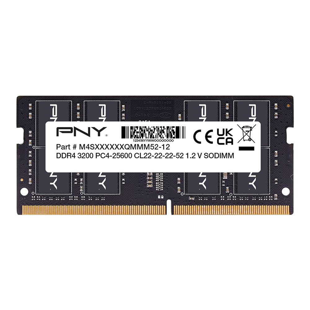  [AUSTRALIA] - PNY Performance 16GB DDR4 DRAM 3200MHz (PC4-25600) CL22 (Compatible with 2666MHz, 2400MHz or 2133MHz) 1.2V Notebook/Laptop (SODIMM) Computer Memory Kit – MN16GSD43200-TB 3200MHz CL20 Standard