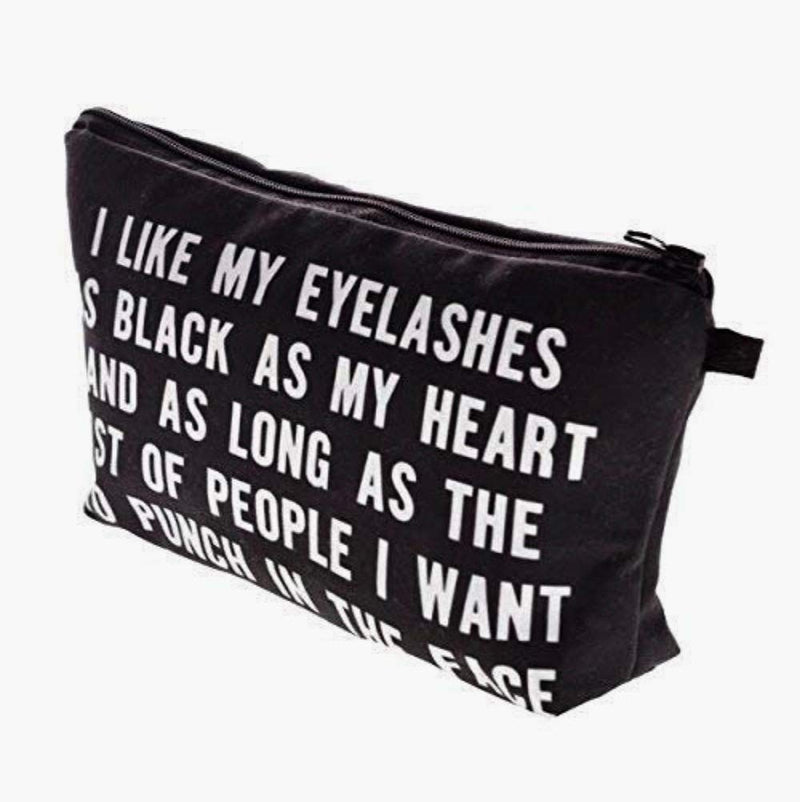 I Like My Eyelashes As Black As My Heart - Funny Mascara Makeup Bag With Saying For Women Cosmetics Toiletry and Travel Cute Eyelash Gifts - LeoForward Australia