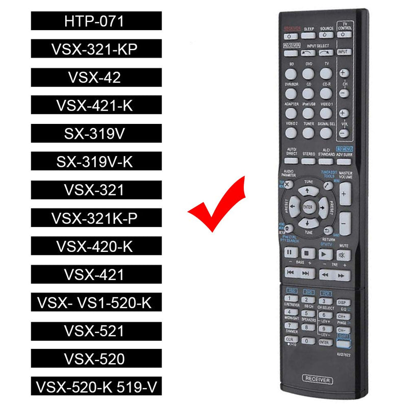Remote Control for Pioneer AXD7622 AV Receiver for HTP-071 VSX-321-K-P VSX-42 VSX-421-K SX-319V SX-319V-K VSX-321 VSX-321K-P VSX-420-K VSX-421 VSX-519-V VSX-519V-K VSX-520 VSX-520-K VSX-521 - LeoForward Australia