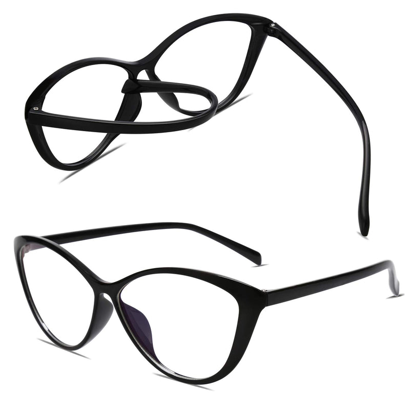 SOJOS Oversized Cateye Blue Light Blocking Glasses Women TR90 Lightweight Frame Computer Eyeglasses SJ5057 C1 Black Frame Anti-Blue Light Lens - LeoForward Australia