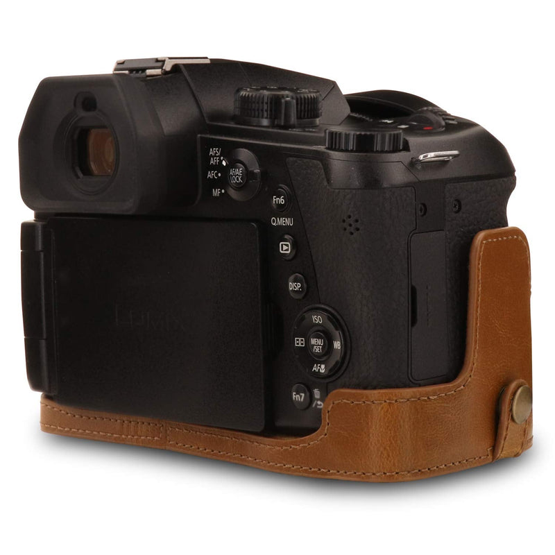  [AUSTRALIA] - MegaGear Ever Ready Leather Camera Case Compatible with Leica V-Lux 5, Panasonic Lumix DC-FZ1000 II Light Brown