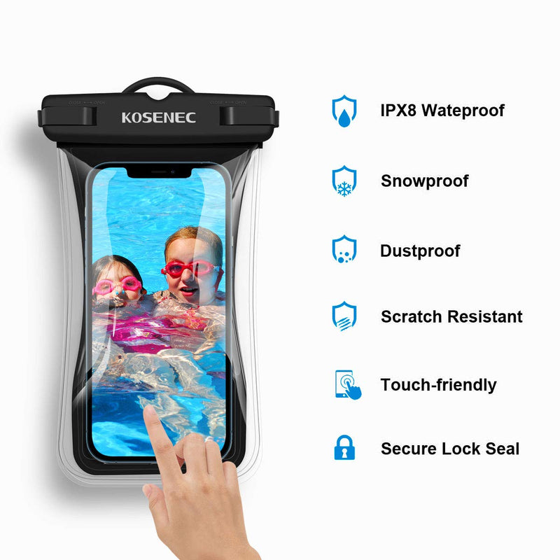  [AUSTRALIA] - Waterproof Phone Pouch, [2-Pack] Floating IPX8 Universal Cell Phone Waterproof Case Underwater Dry Bag with Lanyard Take Pictures Compatible with iPhone, Samsung and More Up to 6.9'' Black+Black