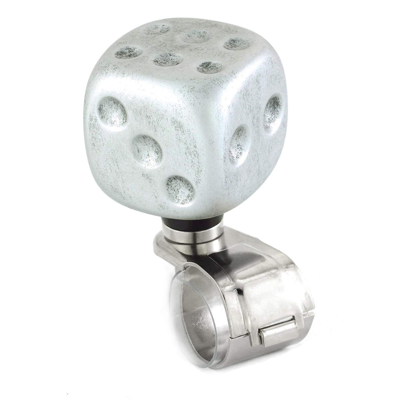 [AUSTRALIA] - Arenbel Steering Wheel Knob Dice Shape Suicide Spinner Power Handles Assist fit Most Universal Cars Truck Boat, Silver